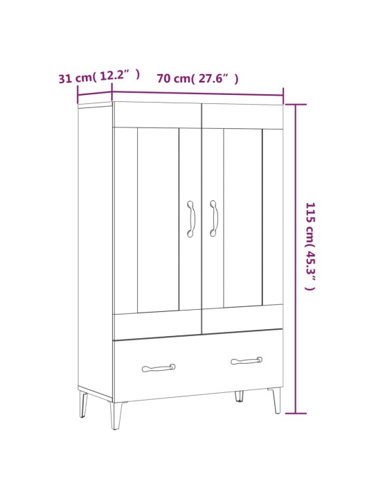 Kaappi harmaa Sonoma 70x31x115 cm tekninen puu