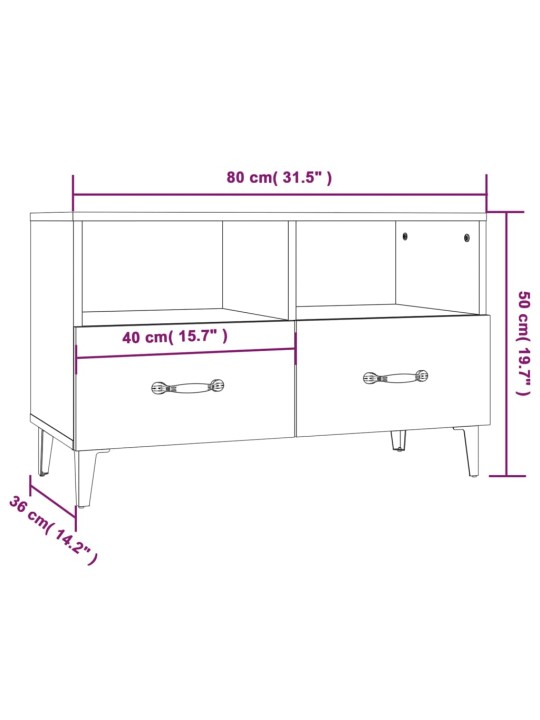 TV-taso ruskea tammi 80x36x50 cm tekninen puu