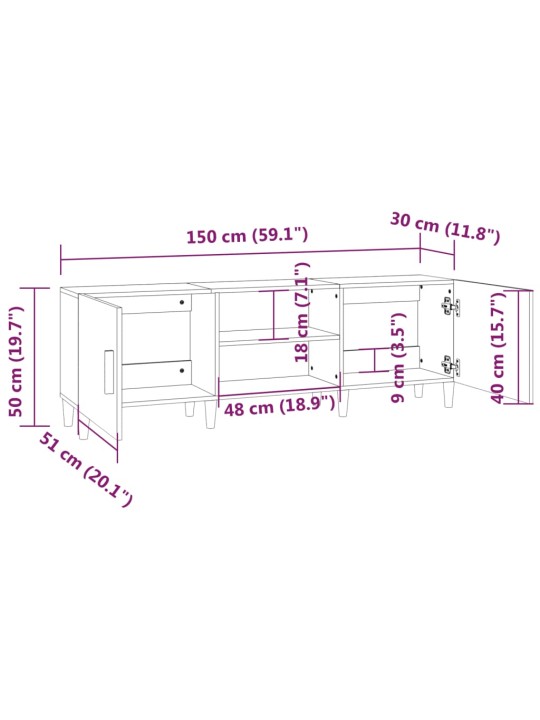 TV-taso ruskea tammi 150x30x50 cm tekninen puu