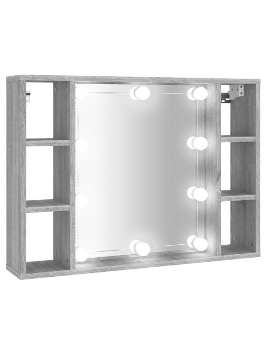 Peilikaappi LED-valoilla harmaa Sonoma 76x15x55 cm