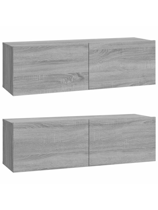 TV-seinäkaapit 2 kpl harmaa Sonoma 100x30x30 cm tekninen puu