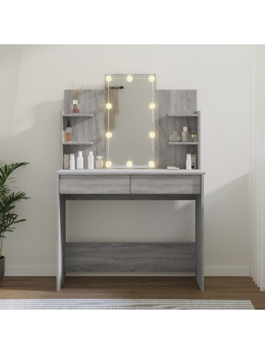 Peilipöytä LED-valoilla harmaa Sonoma 96x40x142 cm