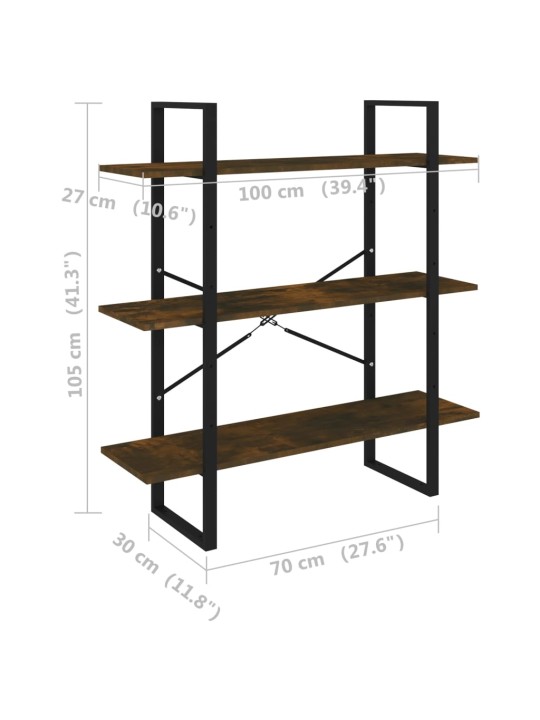 Kirjahylly savutammi 100x30x105 cm tekninen puu