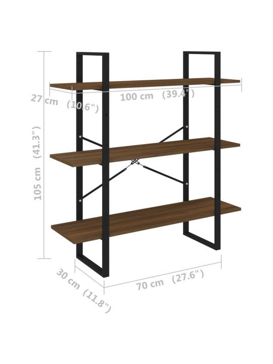 Kirjahylly ruskea tammi 100x30x105 cm tekninen puu