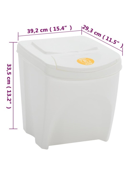Pinottavat roskalaatikot 4 kpl valkoinen 100 l polypropeeni