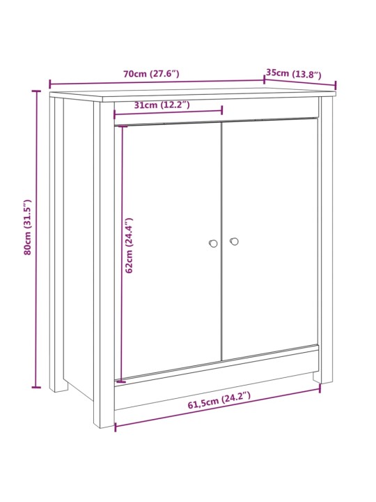 Senkit 2 kpl musta 70x35x80 cm täysi mänty