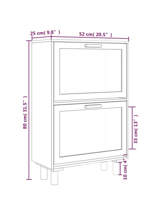 Kenkäkaappi musta 52x25x80 cm tekninen puu/luonnonrottinki