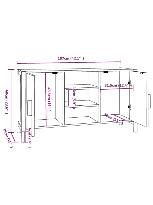 Senkki musta 107x38x60 cm tekninen puu