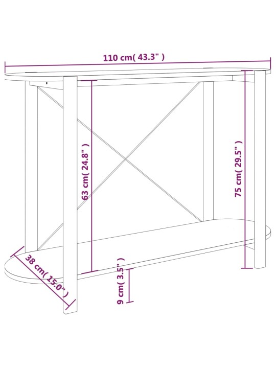 Konsolipöytä musta 110x38x75 cm tekninen puu