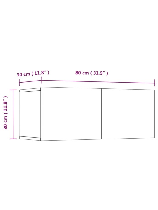 TV-kaapit 4 kpl valkoinen 80x30x30 cm tekninen puu