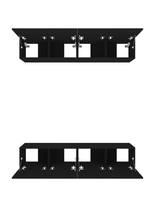 TV-kaapit 4 kpl musta 80x30x30 cm tekninen puu