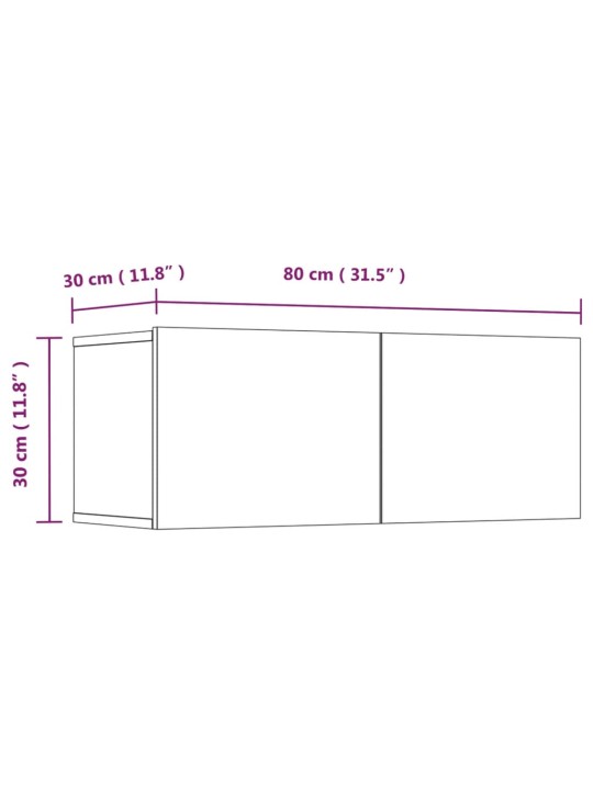 TV-kaapit 4 kpl betoninharmaa 80x30x30 cm tekninen puu