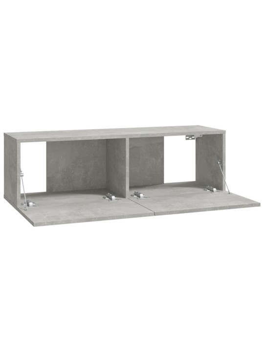 TV-seinäkaapit 4 kpl betoninharmaa 100x30x30 cm