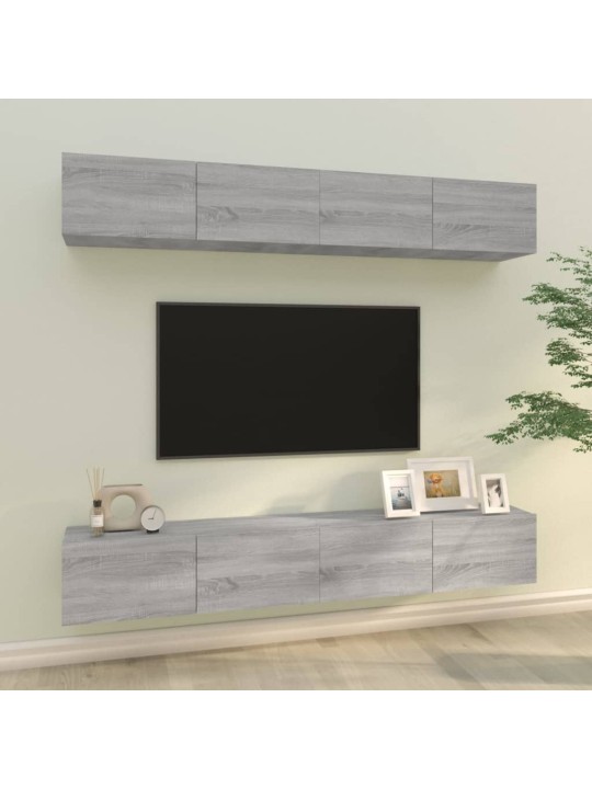 TV-seinäkaapit 4 kpl harmaa Sonoma 100x30x30 cm