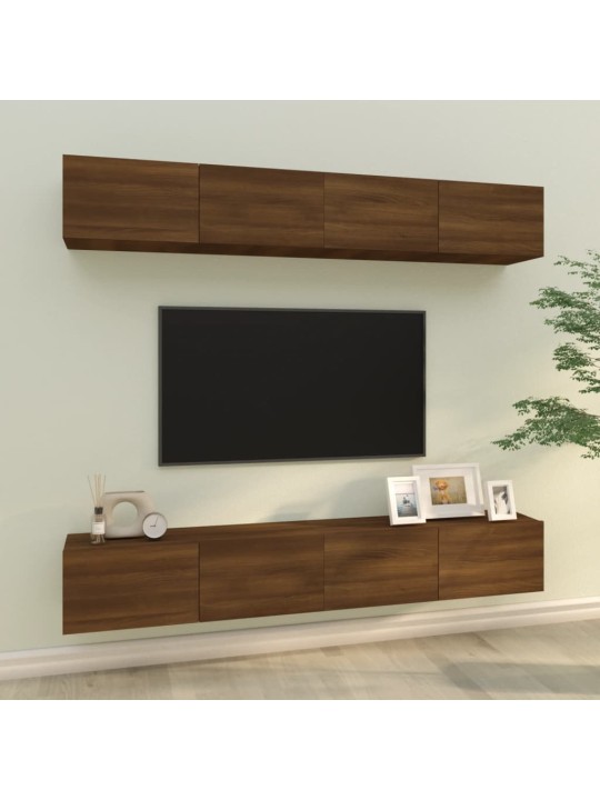 TV-seinäkaapit 4 kpl ruskea tammi 100x30x30 cm