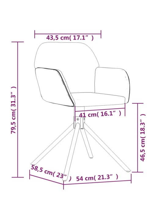 Kääntyvät ruokatuolit 2 kpl vaaleanharmaa sametti