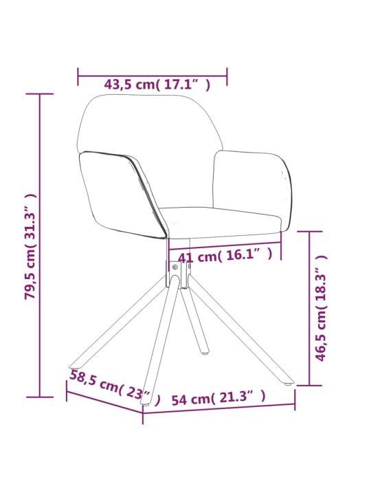 Kääntyvät ruokatuolit 2 kpl tummanharmaa sametti