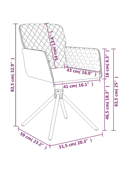 Kääntyvät ruokatuolit 2 kpl tummanharmaa sametti