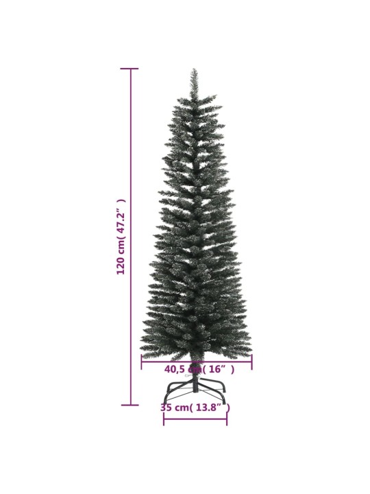 Ohut tekojoulukuusi jalustalla vihreä 120 cm pvc