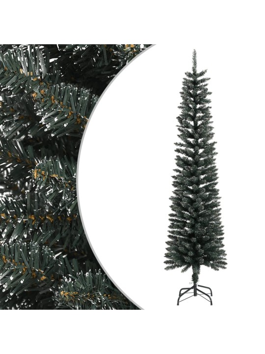 Ohut Tekojoulukuusi jalustalla vihreä 210 cm PVC