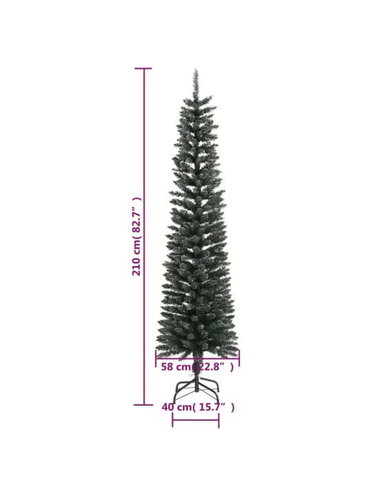 Ohut Tekojoulukuusi jalustalla vihreä 210 cm PVC