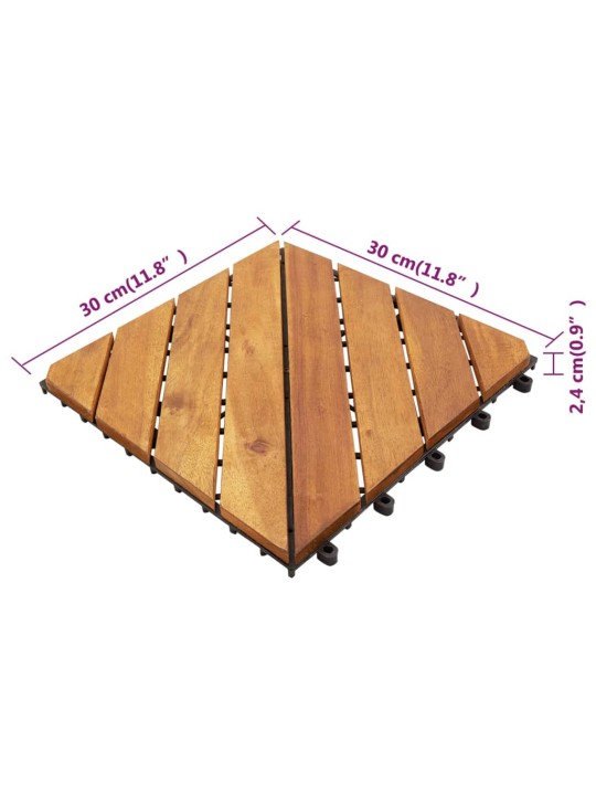 Terassilaatat 20 kpl ruskea 30x30 cm täysi akasiapuu