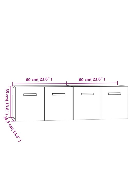 Seinäkaapit 2 kpl savutammi 60x36,5x35 cm tekninen puu