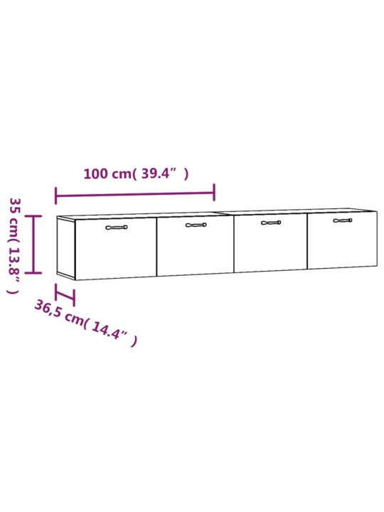 Seinäkaapit 2 kpl musta 100x36,5x35 cm tekninen puu