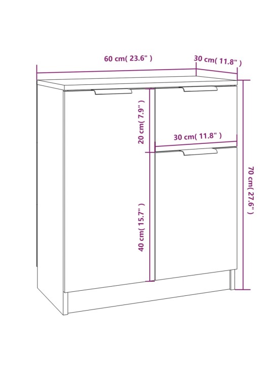 Senkit 2 kpl Sonoma-tammi 60x30x70 cm tekninen puu