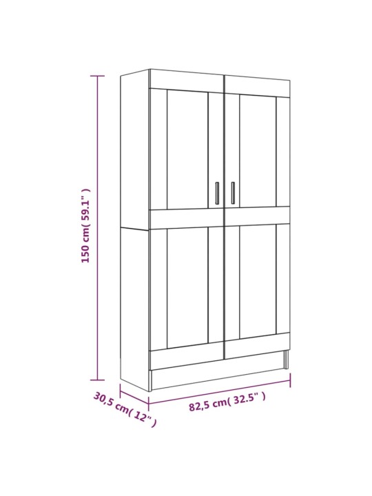 Kirjakaappi harmaa Sonoma 82,5x30,5x150 cm tekninen puu