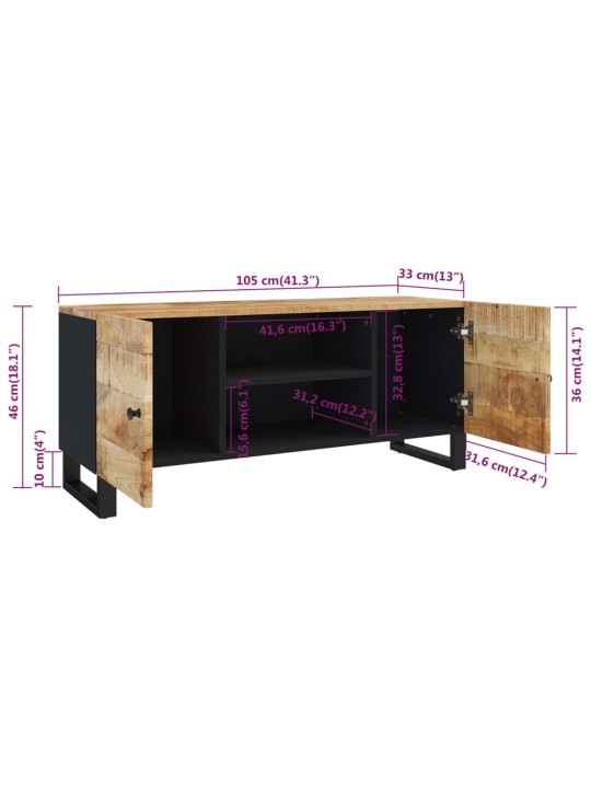 TV-taso 105x33x46 cm täysi mangopuu