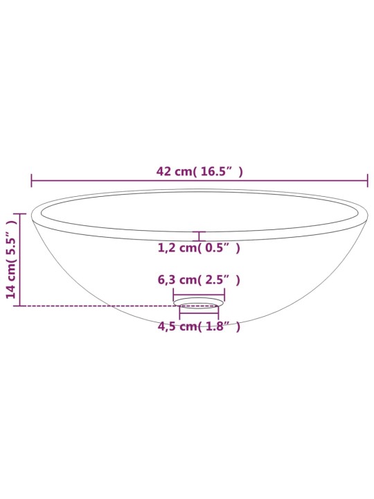 Pesuallas karkaistu lasi 42x14 cm sininen