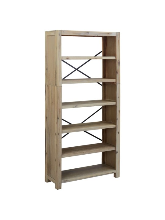 Kirjahylly 6 tasoa 80x30x170 cm täysi akasiapuu