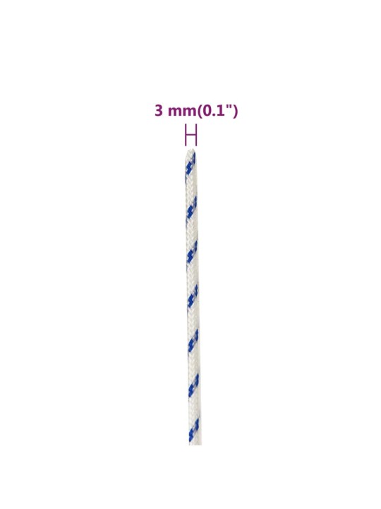 Veneköysi valkoinen 3 mm 50 m polypropeeni