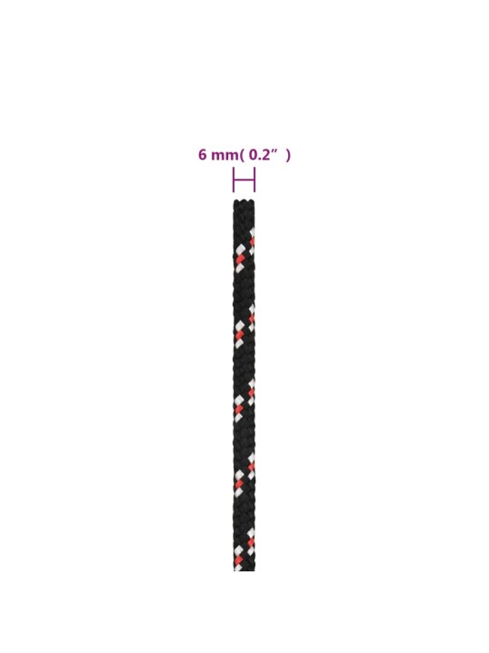 Veneköysi musta 6 mm 25 m polypropeeni