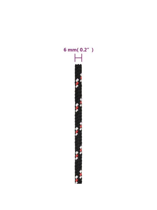 Veneköysi musta 6 mm 250 m polypropeeni