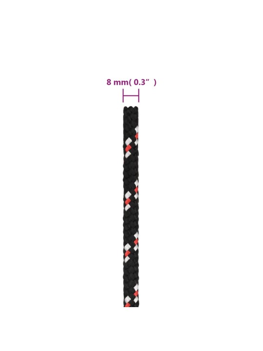 Veneköysi musta 8 mm 25 m polypropeeni