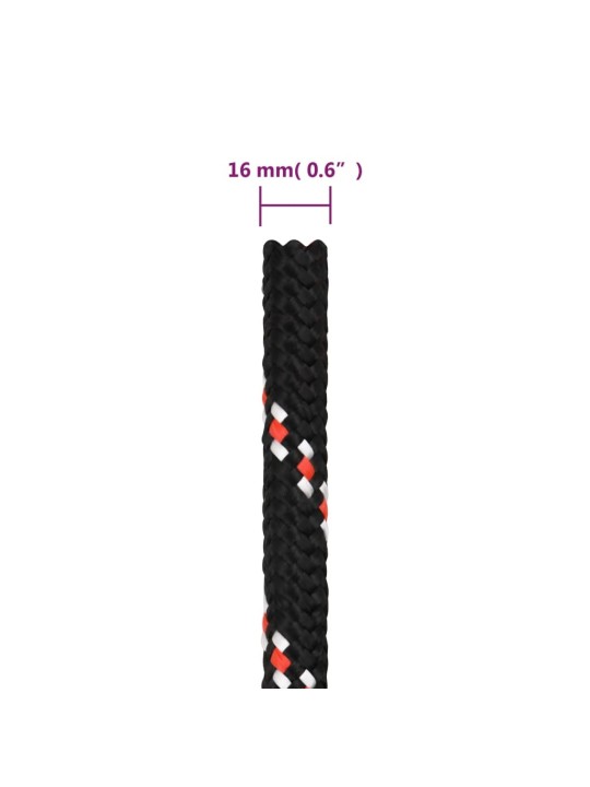 Veneköysi musta 16 mm 25 m polypropeeni