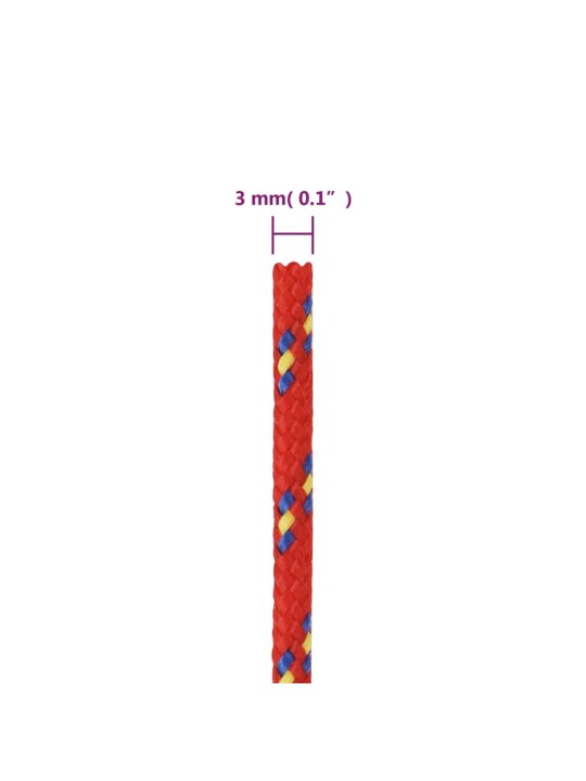 Veneköysi punainen 3 mm 25 m polypropeeni