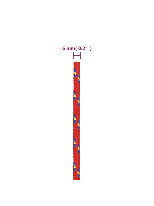 Veneköysi punainen 6 mm 25 m polypropeeni