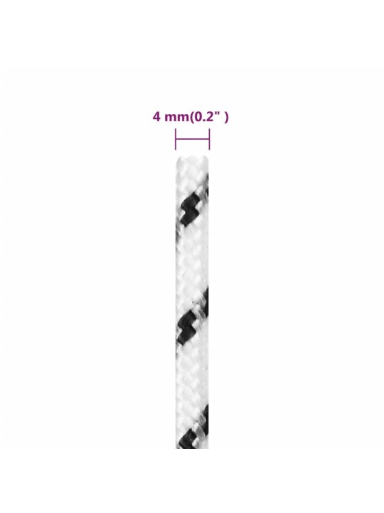 Punottu veneköysi valkoinen 4 mm x 25 m polyesteri