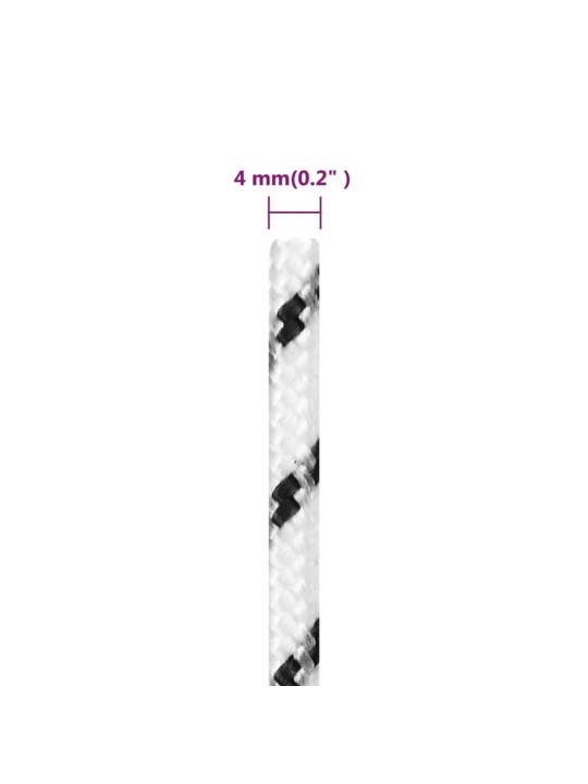 Punottu veneköysi valkoinen 4 mm x 50 m polyesteri