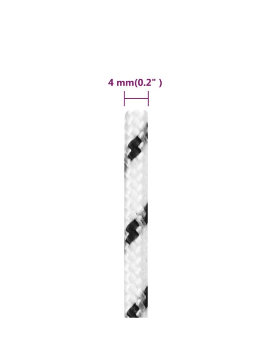 Punottu veneköysi valkoinen 4 mm x 250 m polyesteri