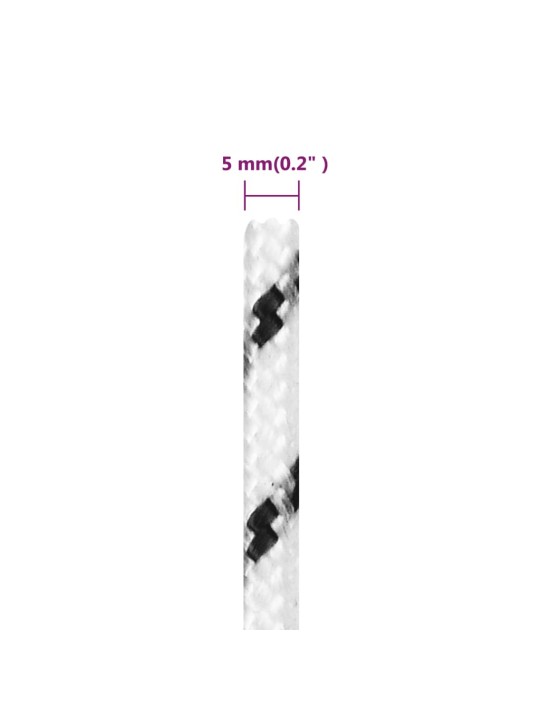 Punottu veneköysi valkoinen 5 mm x 25 m polyesteri