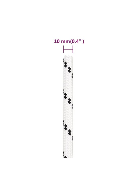 Punottu veneköysi valkoinen 10 mm x 25 m polyesteri