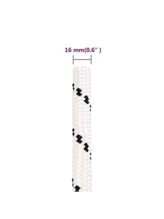 Punottu veneköysi valkoinen 16 mm x 25 m polyesteri