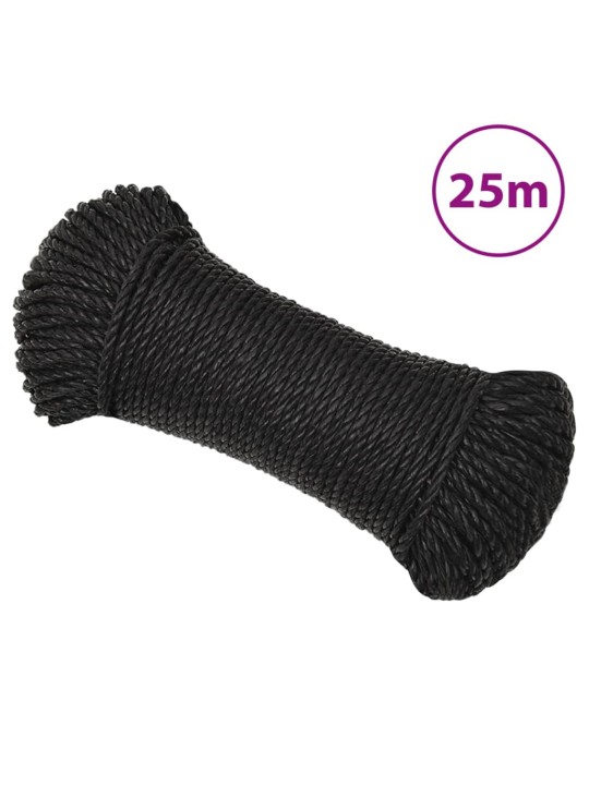 Työköysi musta 3 mm 25 m polypropeeni