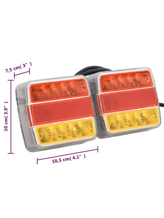 Perävaunuvalot 2 kpl pun. 10,5x7,5x10 cm 12V LED-polttimo