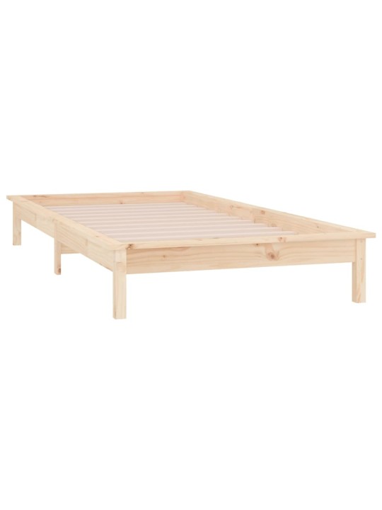 Sängynrunko led-valoilla 90x190 cm single täysi puu