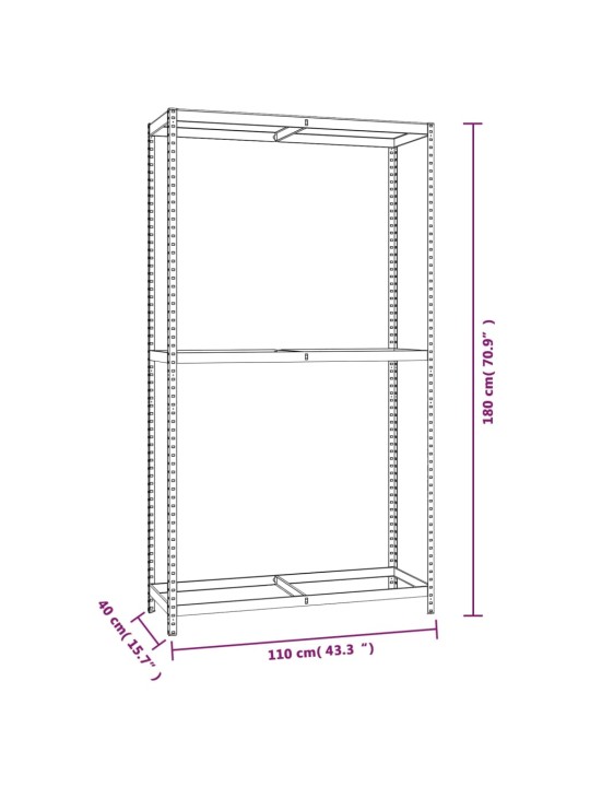 2-tasoinen Rengasteline hopea 110x40x180 cm teräs